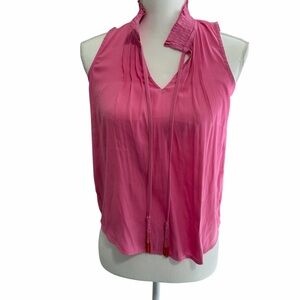 LOFT petites Pink Sleeveless V-Neck Tassel Tie Camisole